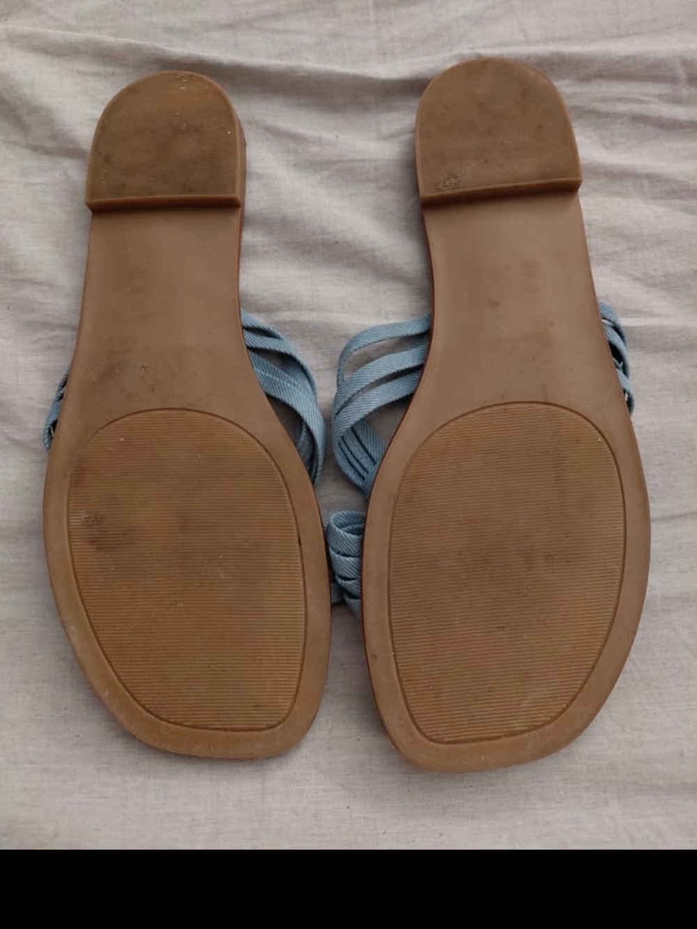 kensie Light Blue Braided Slide Sandals with Tan Footbed - Picture 3 of 4